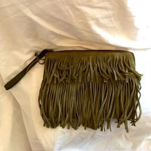 Olive Green/Sage fringe suede bag by Patricia Nash